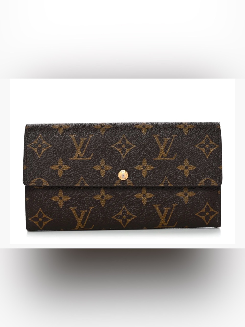 Louis Vuitton Brown Monogram Continental Wallet with Gold Snap SD0014